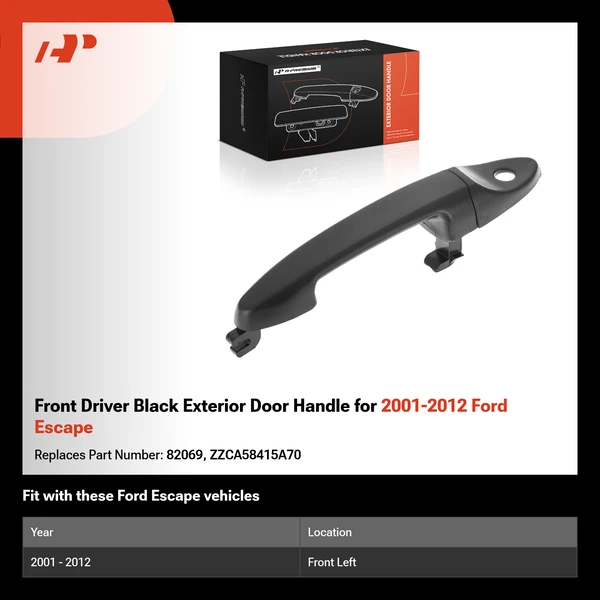 Front Driver Black Exterior Door Handle for 2001-2012 Ford Escape