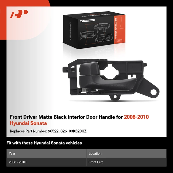 Front Driver Matte Black Interior Door Handle for 2008-2010 Hyundai Sonata