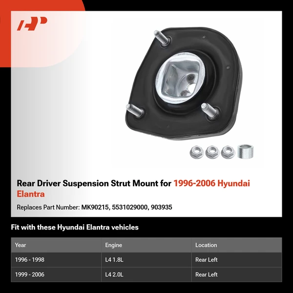 Rear Driver Suspension Strut Mount for 1996-2006 Hyundai Elantra