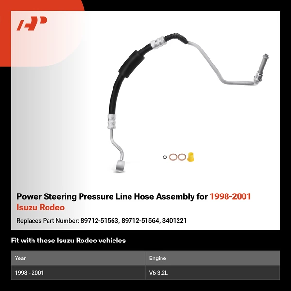 Power Steering Pressure Line Hose Assembly for 1998-2001 Isuzu Rodeo
