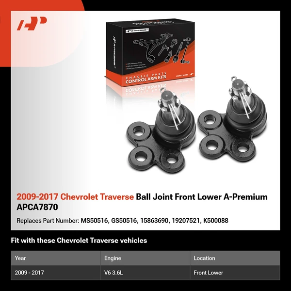 2009-2017 Chevrolet Traverse Ball Joint Front Lower A-Premium APCA7870