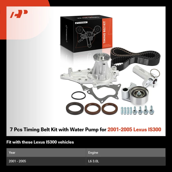7 Pcs Timing Belt Kit with Water Pump for 2001-2005 Lexus IS300