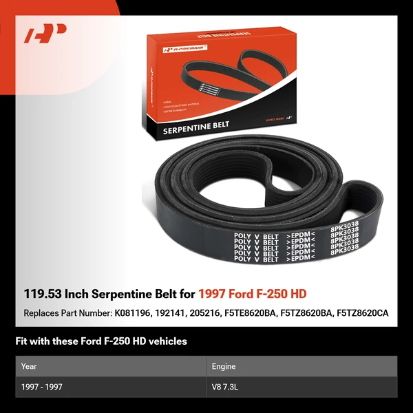 119.53 Inch Serpentine Belt for 1997 Ford F-250 HD