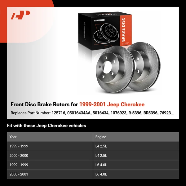 Front Disc Brake Rotors for 1999-2001 Jeep Cherokee