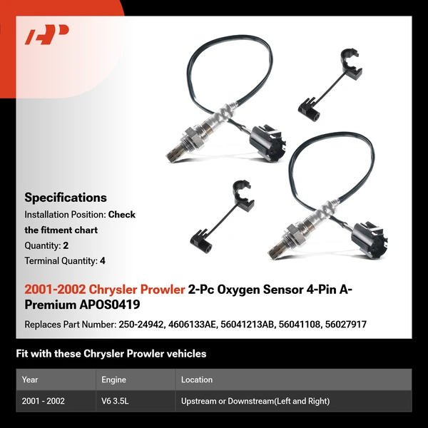 2001-2002 Chrysler Prowler 2-Pc Oxygen Sensor 4-Pin A-Premium APOS0419