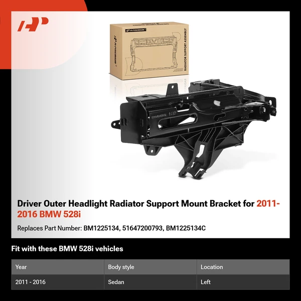 Driver Outer Headlight Radiator Support Mount Bracket for 2011-2016 BMW 528i
