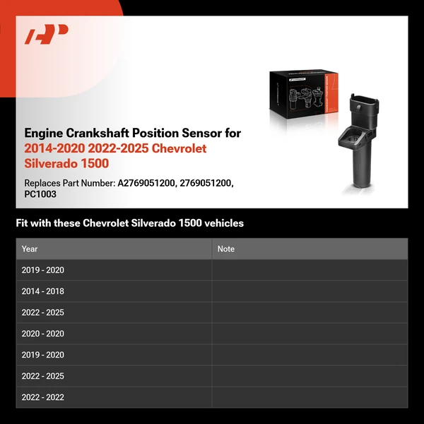Engine Crankshaft Position Sensor for 2014-2020 2022-2025 Chevrolet Silverado 1500