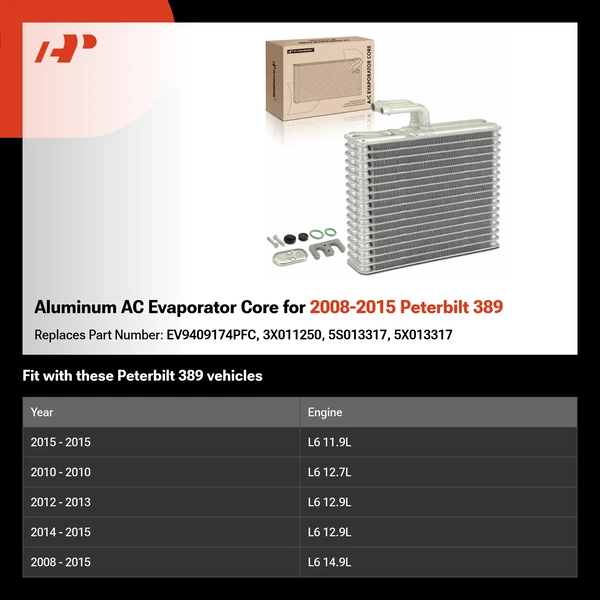 Aluminum AC Evaporator Core for 2008-2015 Peterbilt 389