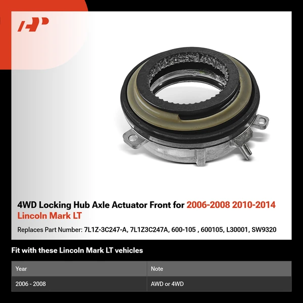 4WD Locking Hub Axle Actuator Front for 2006-2008 2010-2014 Lincoln Mark LT