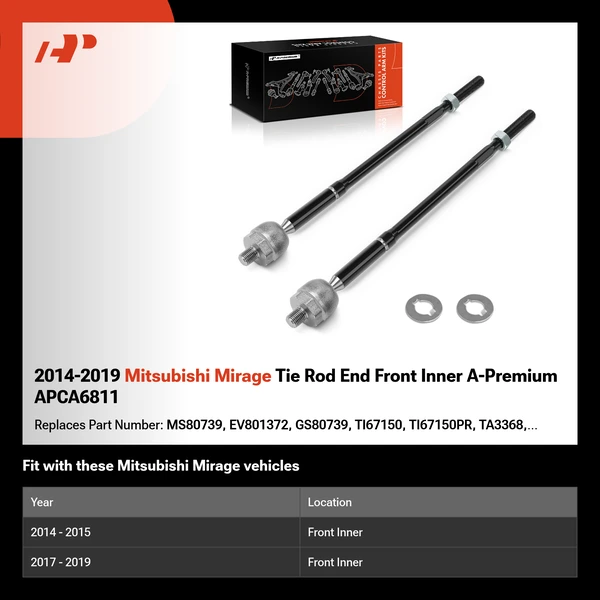 2014-2019 Mitsubishi Mirage Tie Rod End Front Inner A-Premium APCA6811