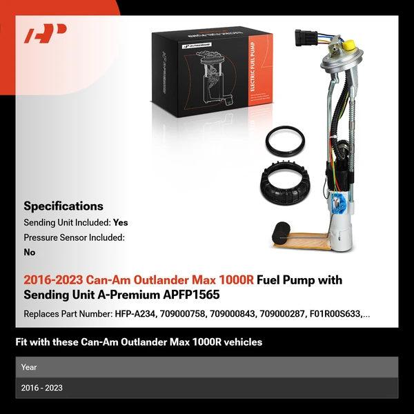 2016-2023 Can-Am Outlander Max 1000R Fuel Pump with Sending Unit A-Premium APFP1565