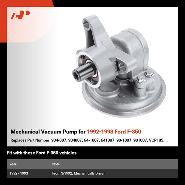 Mechanical Vacuum Pump for 1992-1993 Ford F-350