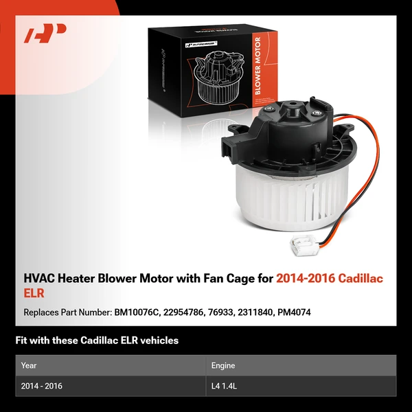 HVAC Heater Blower Motor with Fan Cage for 2014-2016 Cadillac ELR