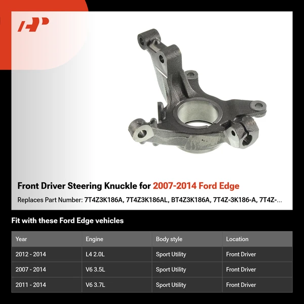 Front Driver Steering Knuckle for 2007-2014 Ford Edge