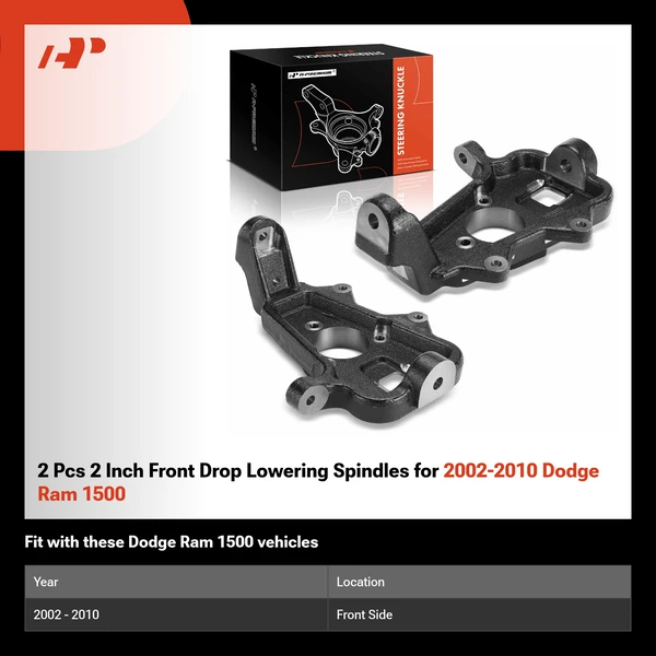 2 Pcs 2 Inch Front Drop Lowering Spindles for 2002-2010 Dodge Ram 1500