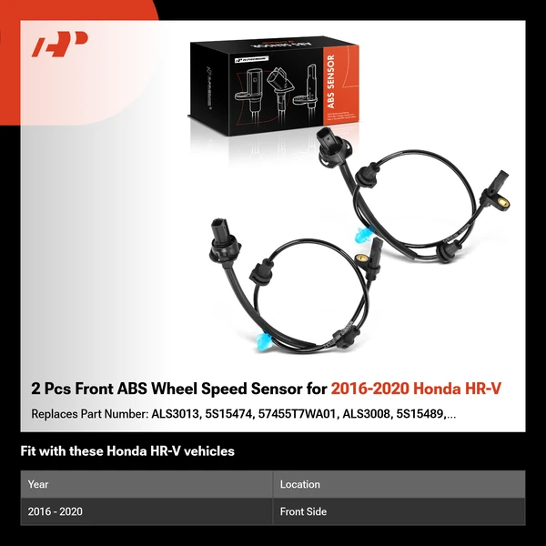 2 Pcs Front ABS Wheel Speed Sensor for 2016-2020 Honda HR-V