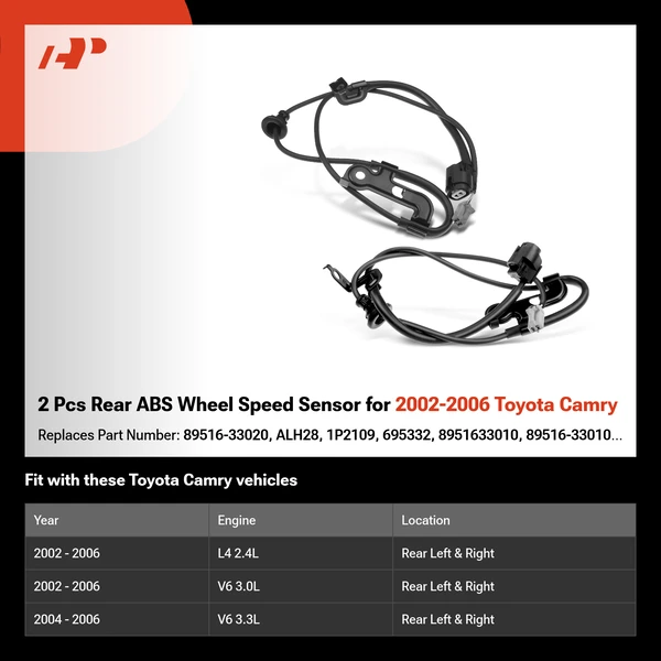2 Pcs Rear ABS Wheel Speed Sensor for 2002-2006 Toyota Camry