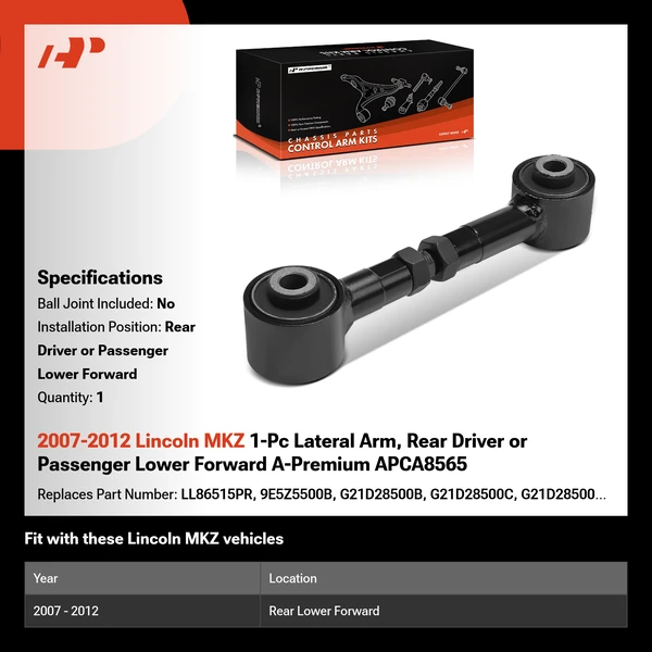 2007-2012 Lincoln MKZ 1-Pc Lateral Arm, Rear Driver or Passenger Lower Forward A-Premium APCA8565