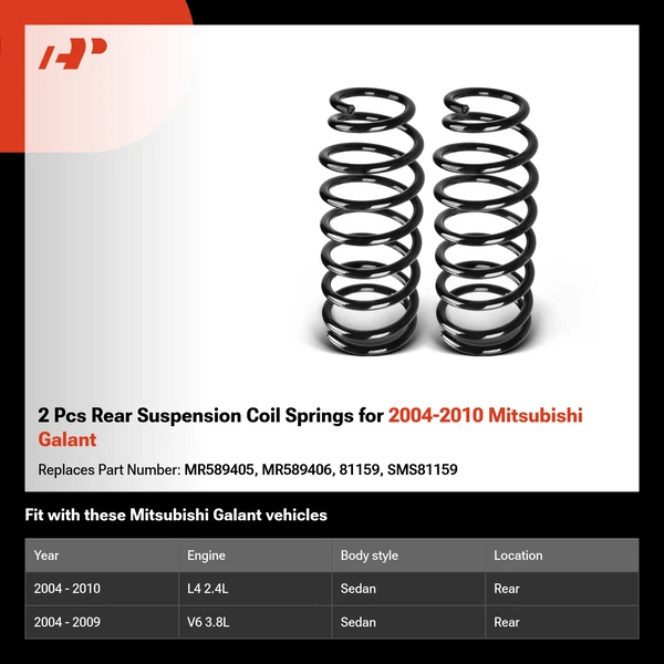 2 Pcs Rear Suspension Coil Springs for 2004-2010 Mitsubishi Galant