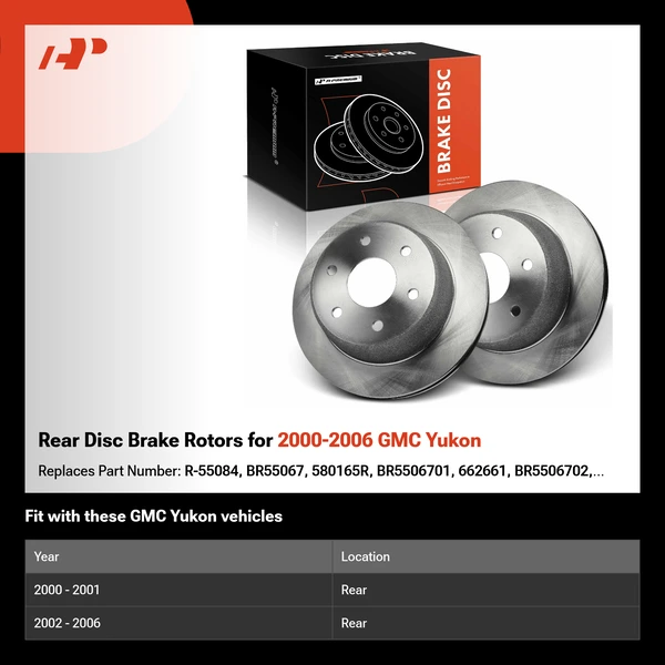 Rear Disc Brake Rotors for 2000-2006 GMC Yukon