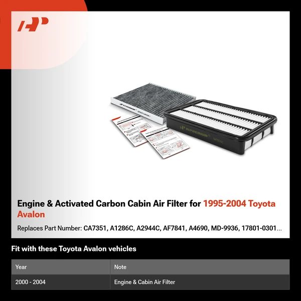 Engine & Activated Carbon Cabin Air Filter for 1995-2004 Toyota Avalon