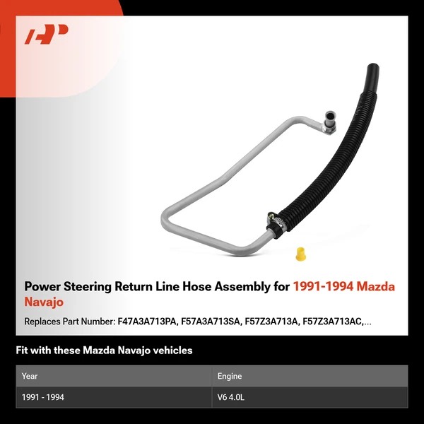 Power Steering Return Line Hose Assembly for 1991-1994 Mazda Navajo