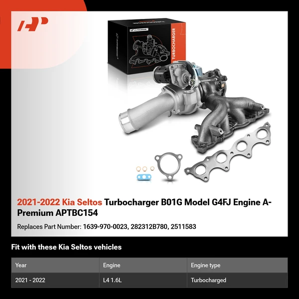 2021-2022 Kia Seltos Turbocharger B01G Model G4FJ Engine A-Premium APTBC154