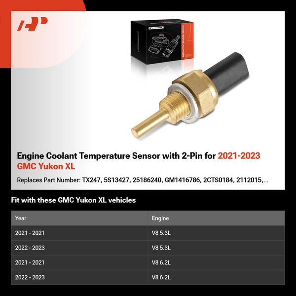 Engine Coolant Temperature Sensor with 2-Pin for 2021-2023 GMC Yukon XL