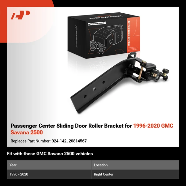 Passenger Center Sliding Door Roller Bracket for 1996-2020 GMC Savana 2500