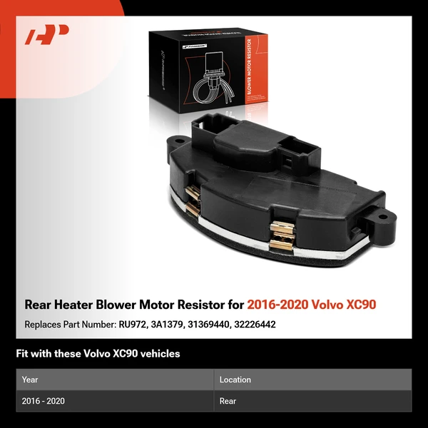 Rear Heater Blower Motor Resistor for 2016-2020 Volvo XC90