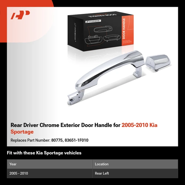 Rear Driver Chrome Exterior Door Handle for 2005-2010 Kia Sportage