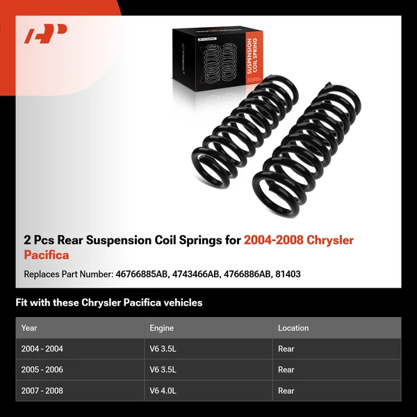 2 Pcs Rear Suspension Coil Springs for 2004-2008 Chrysler Pacifica