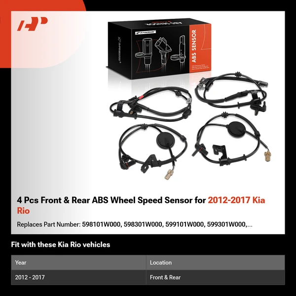 4 Pcs Front & Rear ABS Wheel Speed Sensor for 2012-2017 Kia Rio