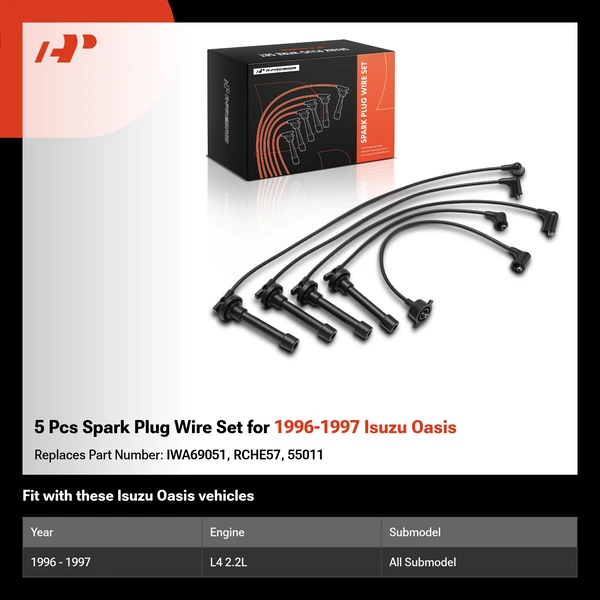 5 Pcs Spark Plug Wire Set for 1996-1997 Isuzu Oasis