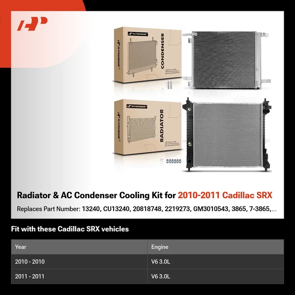 Radiator & AC Condenser Cooling Kit for 2010-2011 Cadillac SRX