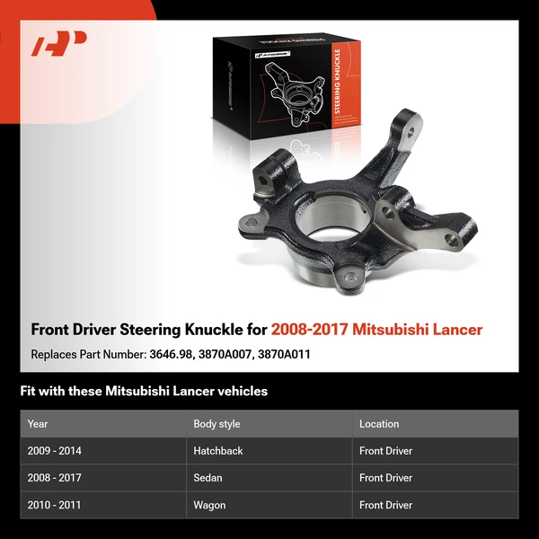 Front Driver Steering Knuckle for 2008-2017 Mitsubishi Lancer