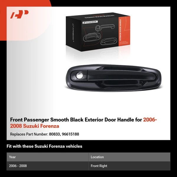 Front Passenger Smooth Black Exterior Door Handle for 2006-2008 Suzuki Forenza