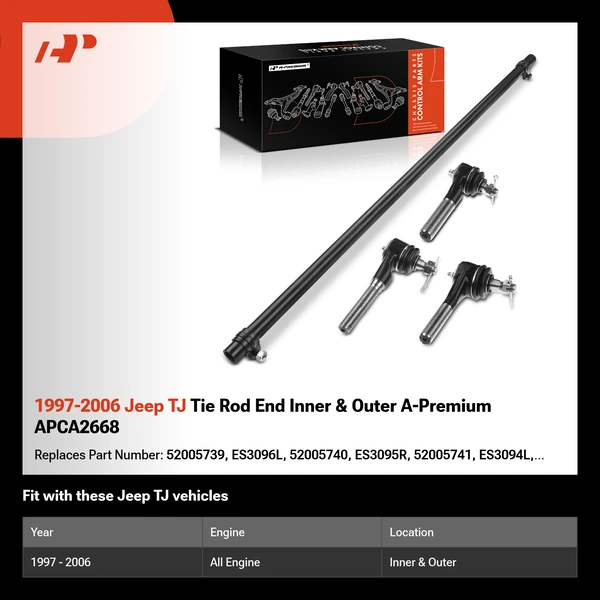1997-2006 Jeep TJ Tie Rod End Inner & Outer A-Premium APCA2668