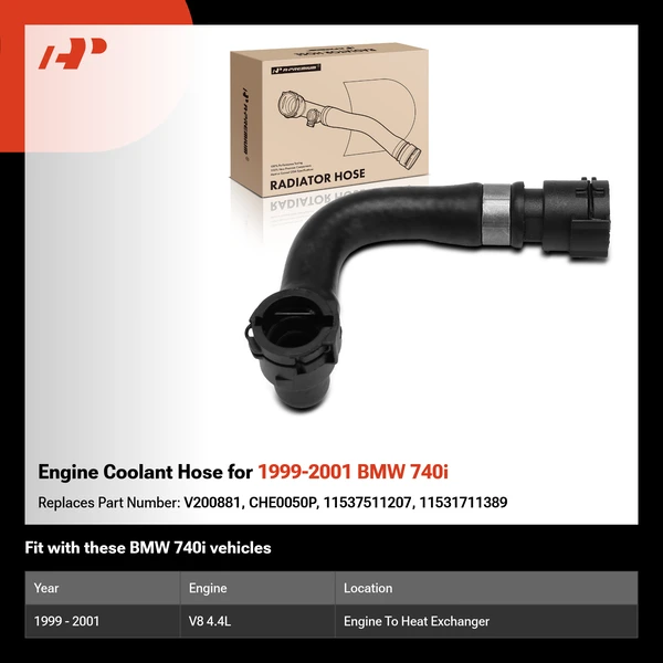 Engine Coolant Hose for 1999-2001 BMW 740i