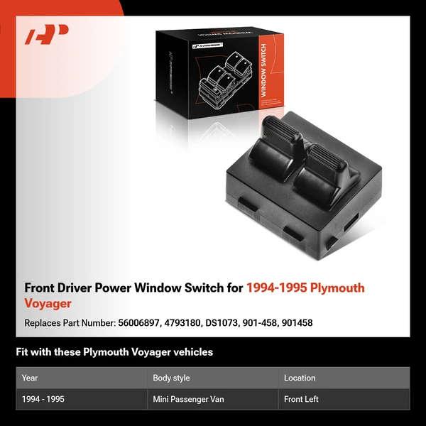 Front Driver Power Window Switch for 1994-1995 Plymouth Voyager