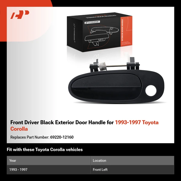 Front Driver Black Exterior Door Handle for 1993-1997 Toyota Corolla