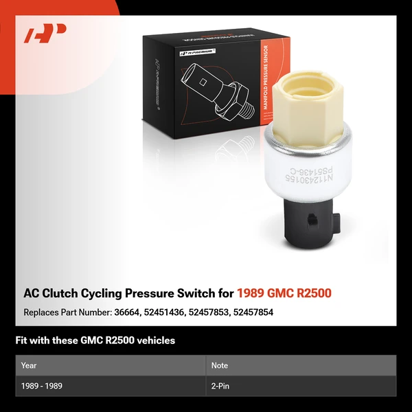AC Clutch Cycling Pressure Switch for 1989 GMC R2500