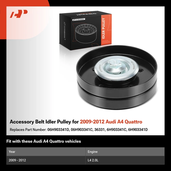 Accessory Belt Idler Pulley for 2009-2012 Audi A4 Quattro