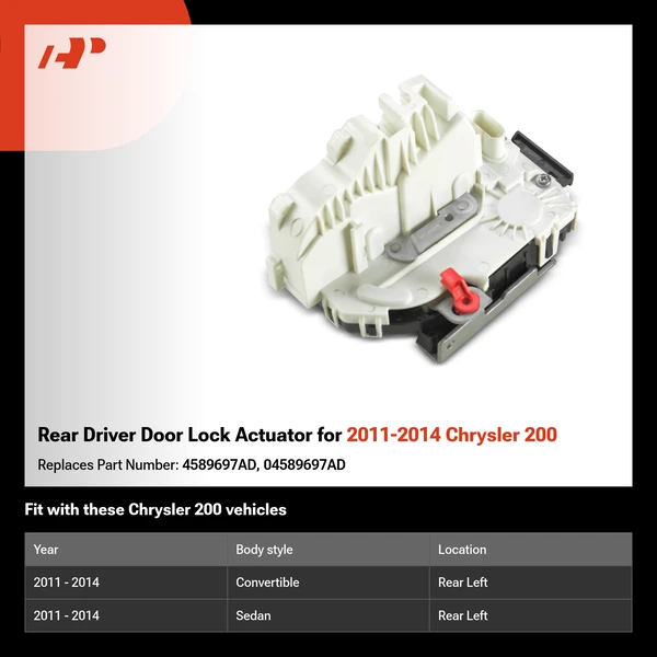 Rear Driver Door Lock Actuator for 2011-2014 Chrysler 200