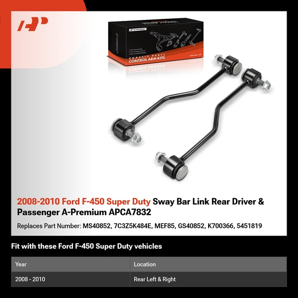 2008-2010 Ford F-450 Super Duty Sway Bar Link Rear Driver & Passenger A-Premium APCA7832