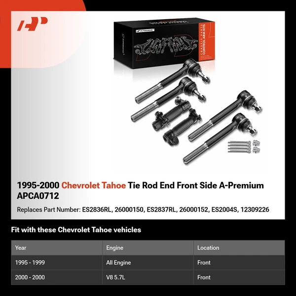 1995-2000 Chevrolet Tahoe Tie Rod End Front Side A-Premium APCA0712
