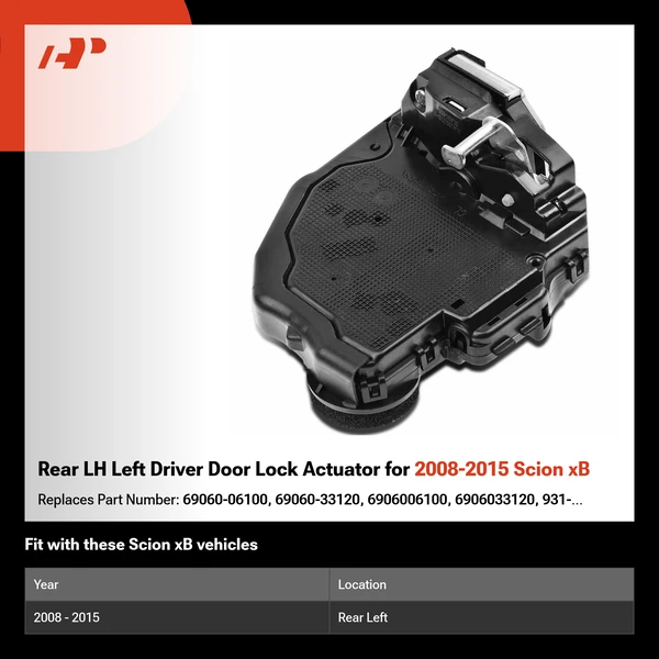 Rear LH Left Driver Door Lock Actuator for 2008-2015 Scion xB