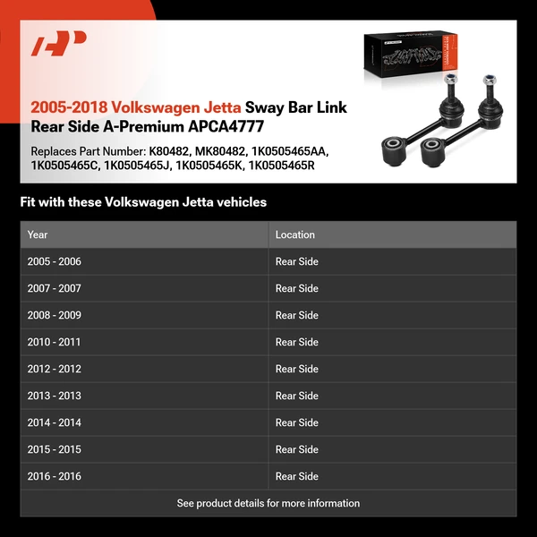 2005-2018 Volkswagen Jetta Sway Bar Link Rear Side A-Premium APCA4777
