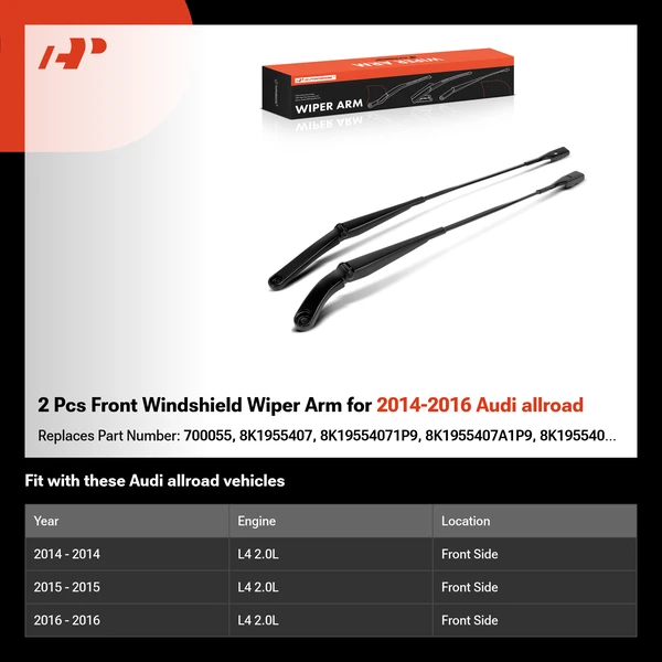 2 Pcs Front Windshield Wiper Arm for 2014-2016 Audi allroad