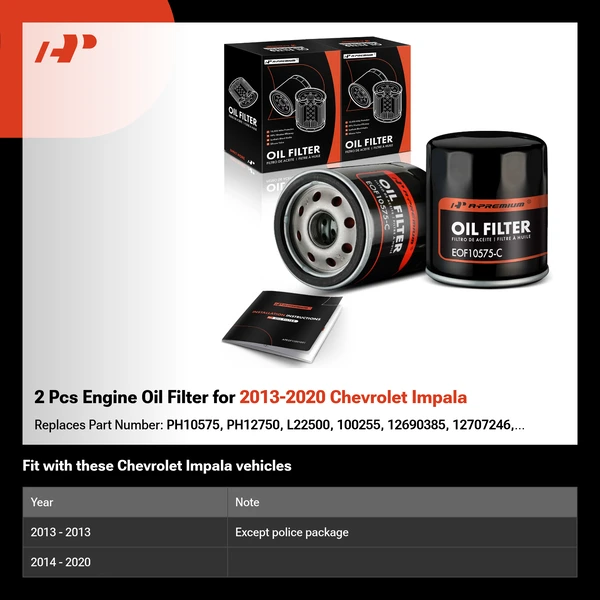 2 Pcs Engine Oil Filter for 2013-2020 Chevrolet Impala